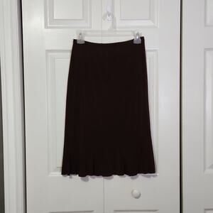 Vintage Nicola Brown Straight/Pencil Midi‎ Skirt Size SM Ruffle Academia Goblin